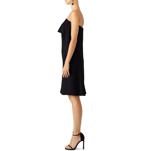 NWT Trina Turk Noir Black Strapless Crepe Ruffle Sheath Cocktail Wedding Dress - Picture 14 of 16